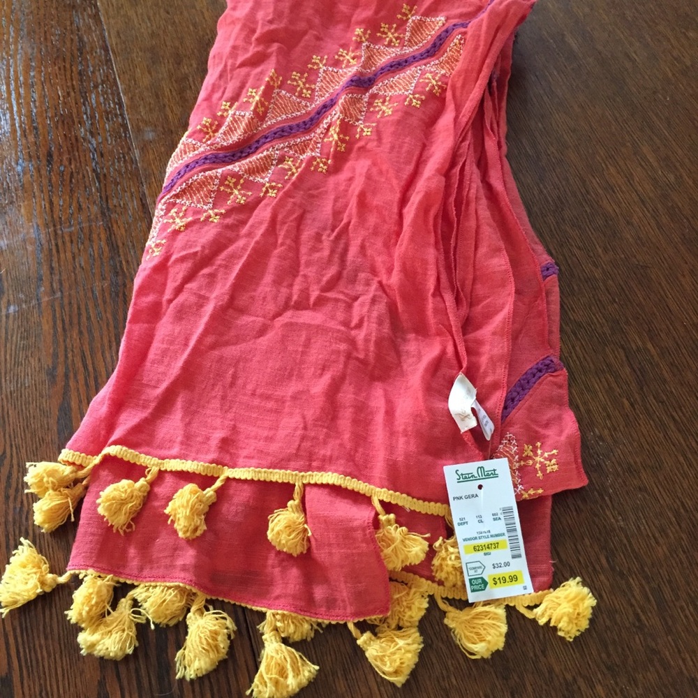 Collection 18 Embroidered Scarf with Tassels